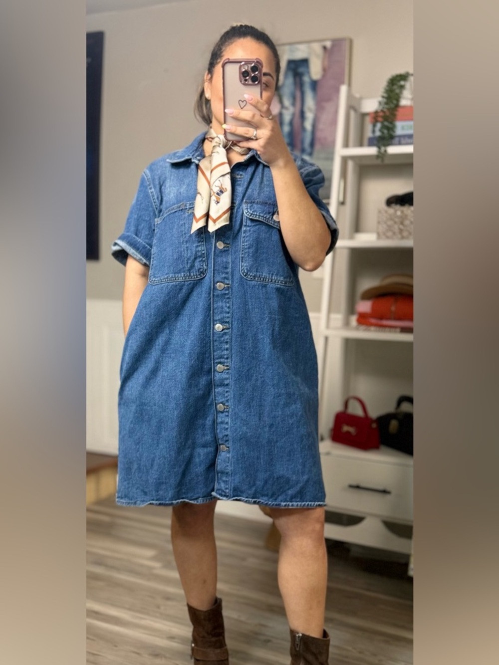 Universal Thread Denim Shirt Dress • Button Front • Casual Mom Outfit • Medium - Picture 2 of 4